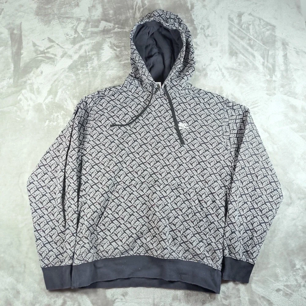 Nike Hoodie Mens Medium Essentials Allover‎ Print Pullover NSW DM6911 010
